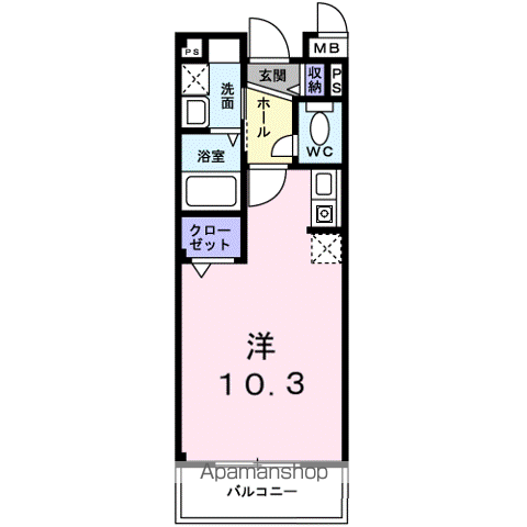 カルムアビタシオン大将軍(ワンルーム/3階)の間取り写真