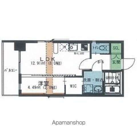 オリス丸の内(1LDK/6階)の間取り写真