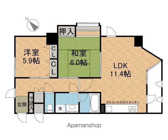 ライオンズマンション支倉(2LDK/2階)の間取り写真
