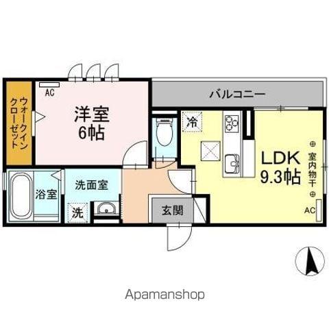 名鉄名古屋本線 茶所駅 徒歩15分 3階建 築6年(1LDK/1階)の間取り写真