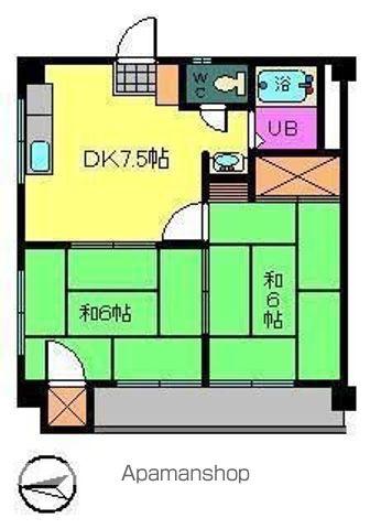 ヴィラ石井(2DK/2階)の間取り写真