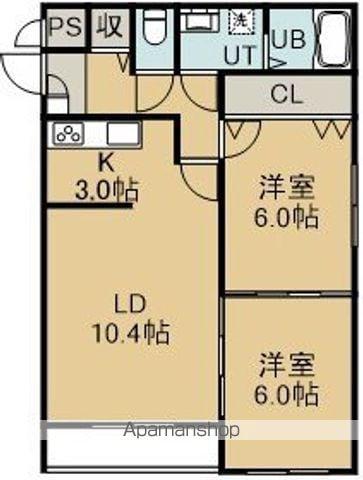 ミユ港町三丁目(2LDK/1階)の間取り写真