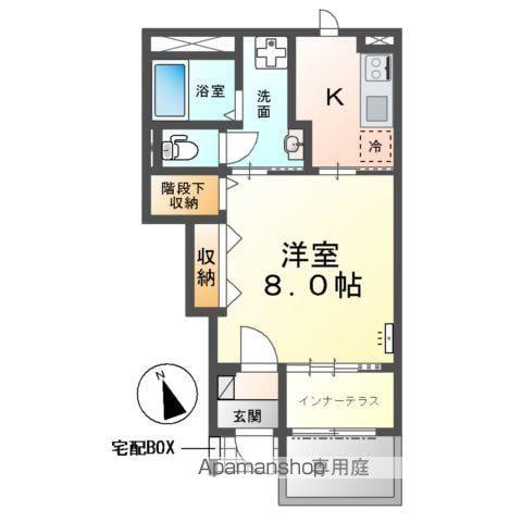 三岐鉄道北勢線 西桑名駅 バス乗車時間：30分 筒尾六丁目バス停で下車 徒歩8分 2階建 築1年(1K/1階)の間取り写真