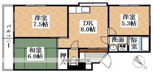 クローバー浅井(3DK/3階)の間取り写真