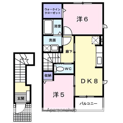ファミール ハウスⅢ B(2DK/2階)の間取り写真