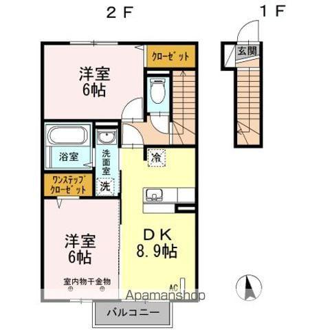 FANTASIA(2DK/2階)の間取り写真