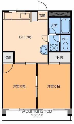 リッチフィールド古川西(2DK/2階)の間取り写真