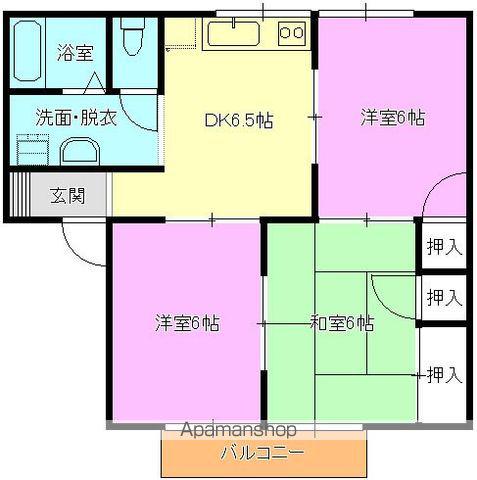 パディ121A棟(3DK/1階)の間取り写真