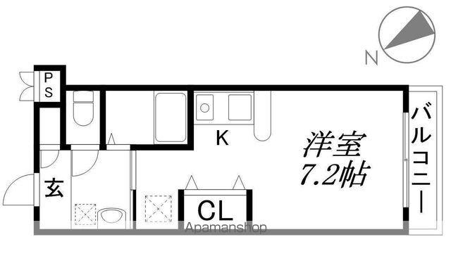 ラポール藤(ワンルーム/4階)の間取り写真