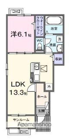 ノース圓 なな(1LDK/1階)の間取り写真