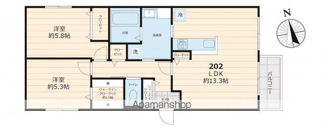 プルメリアオアシス(2LDK/2階)の間取り写真