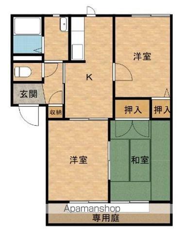 ハイツ天神(2LDK/1階)の間取り写真