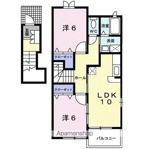 パストラル川部C(2LDK/2階)の間取り写真