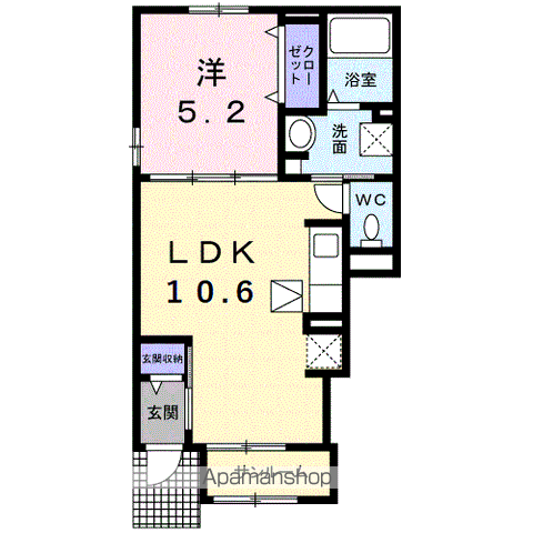 クラール東村 A(1LDK/1階)の間取り写真