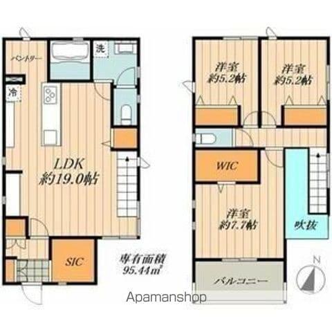名古屋市東山線 藤が丘駅(愛知) バス乗車時間：18分 晴丘バス停で下車 徒歩11分 2階建 築3年(3LDK)の間取り写真