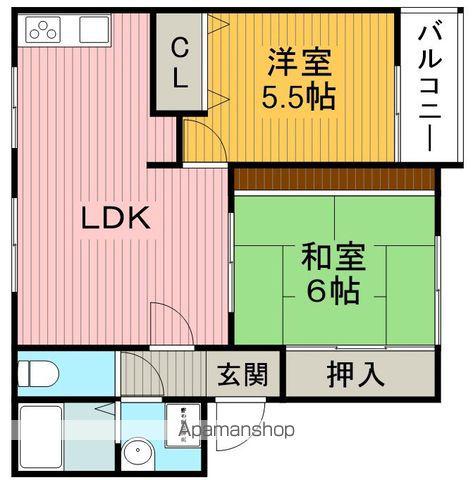 本町北パークハイムⅠ(2LDK/3階)の間取り写真