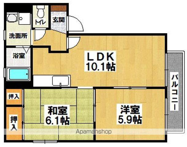 ソレイユ北庄(2LDK/1階)の間取り写真