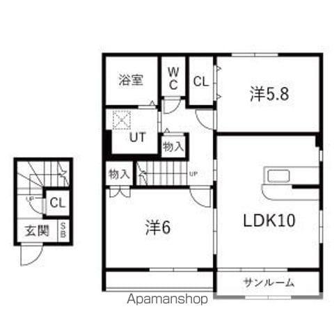 オリエンスA(2LDK/2階)の間取り写真