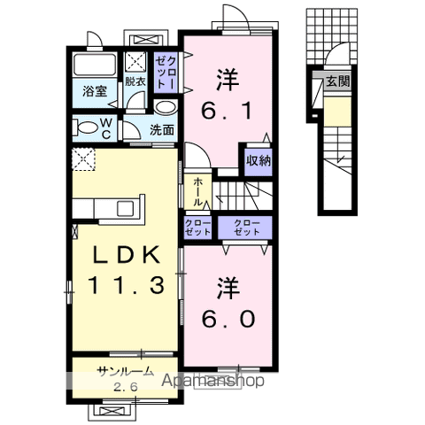 ヴォール(2LDK/2階)の間取り写真