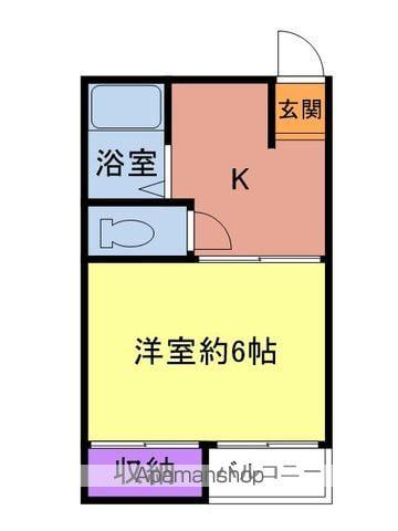 プレアール西町Ⅱ(1K/2階)の間取り写真