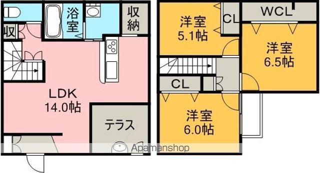 名鉄名古屋本線 黒田駅(愛知) 徒歩2分 2階建 築13年(3LDK)の間取り写真