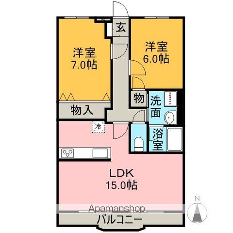 ハートフルマンションNO1(2LDK/4階)の間取り写真