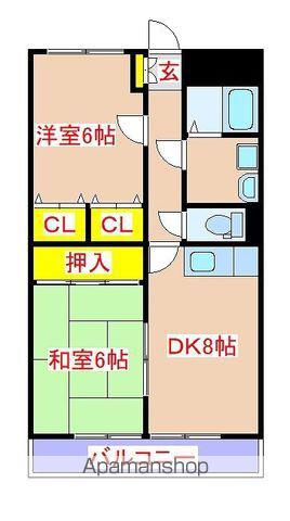 ラフィーネ国分新町(2DK/3階)の間取り写真