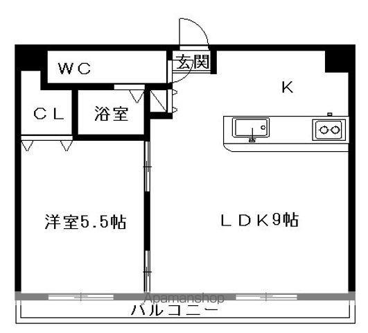 AMSタワー中島(1LDK/8階)の間取り写真