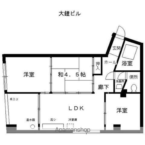 大鐘ビル(3DK/4階)の間取り写真