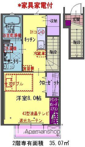 チェントラーレ新穀町(1K/2階)の間取り写真