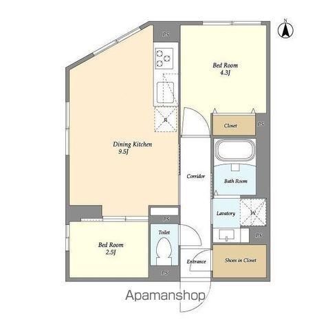 ラクラス中野南台(2DK/1階)の間取り写真