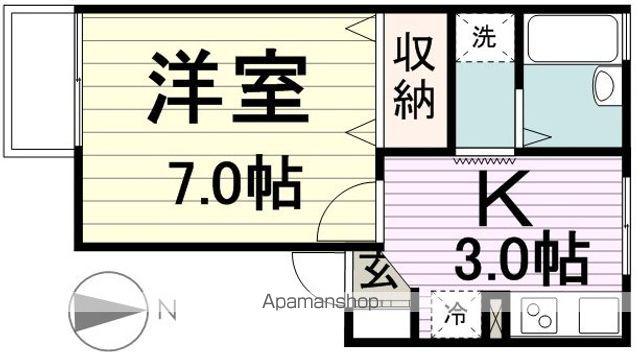 グランドゥール多賀城(1K/2階)の間取り写真