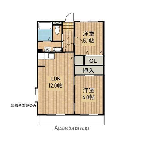 ロイヤルリバー西下台(2LDK/2階)の間取り写真