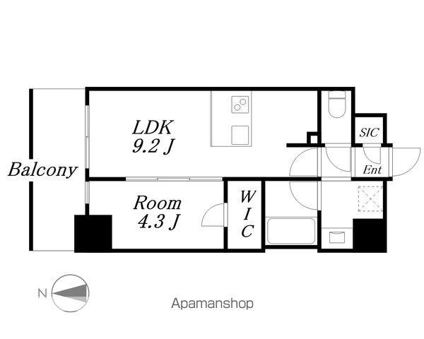 S-RESIDENCE金山EPURE(1LDK/7階)の間取り写真