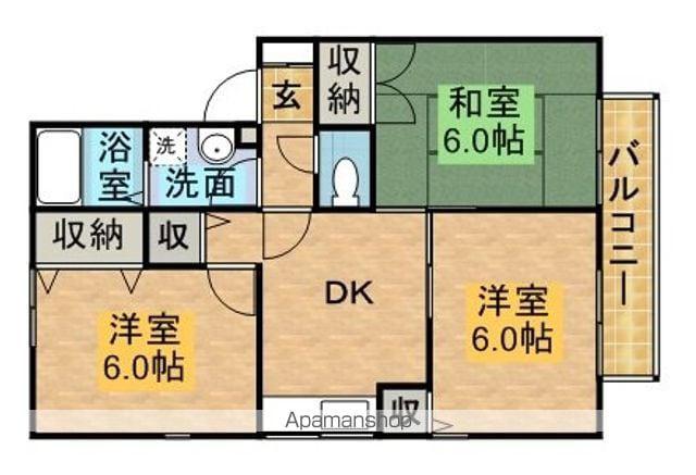 ジュネス北六甲Ⅱ(3DK/1階)の間取り写真