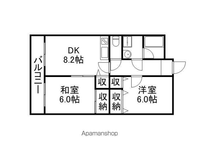 ビューハイツ沙羅(2DK/4階)の間取り写真