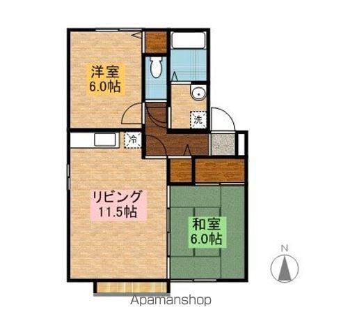 セジュール上官A棟(2LDK/1階)の間取り写真