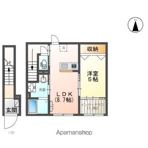 メルヴェールⅡ(1LDK/2階)の間取り写真