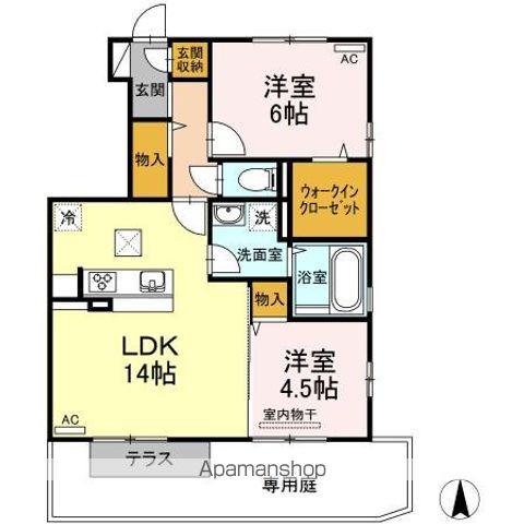 グランツ松島E(2LDK/1階)の間取り写真