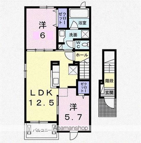 ポート レーゼ木太B(2LDK/2階)の間取り写真