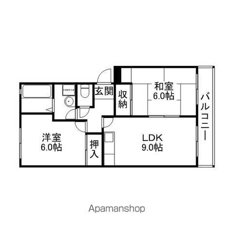 むくの木はうす壱番館(2DK/3階)の間取り写真