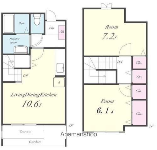 ブルーラグーン(2LDK/1階)の間取り写真