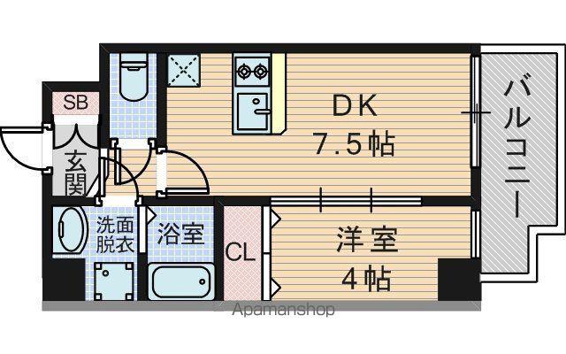 MELDIA CREST TAPP 新大阪 ウエスト(1DK/6階)の間取り写真