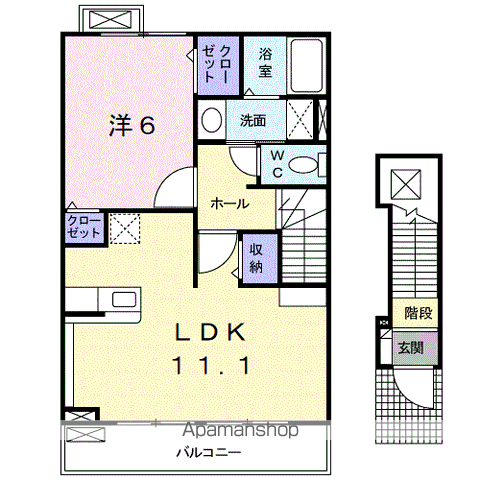 プロッシモ・ジョイⅠ(1LDK/2階)の間取り写真