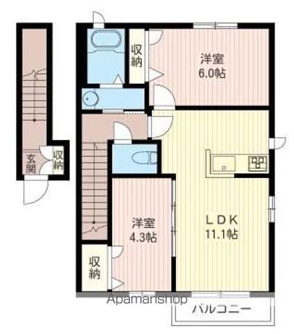 シャーメゾンPARK-N(2LDK/2階)の間取り写真