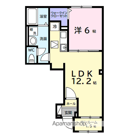 デルーナⅠ(1LDK/1階)の間取り写真