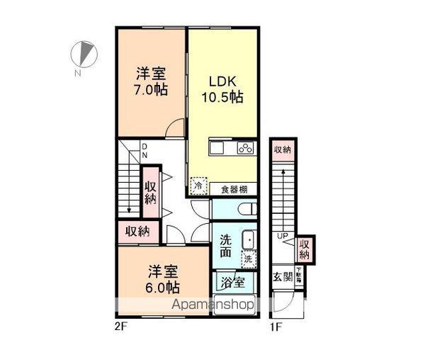 グッドシャトーⅥ(2LDK/2階)の間取り写真