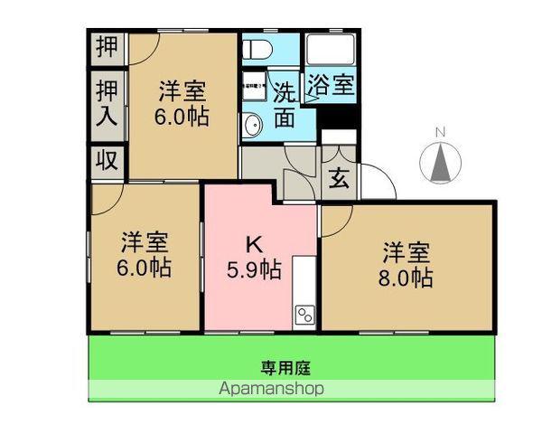 メイプルハウス奥村(3K/1階)の間取り写真