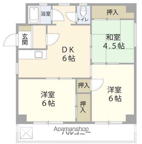 ベルディン新春日(3DK/4階)の間取り写真