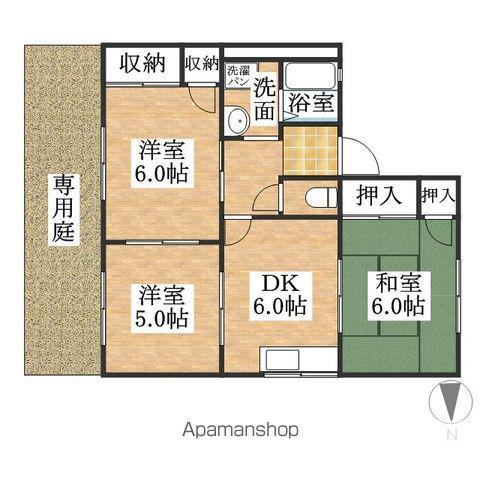 ドミール宮西(3DK/1階)の間取り写真